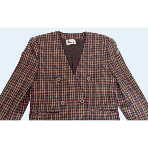 Vintage DAVID N 80s / 90s Plaid Checkered Blazer / jacket Size Small - Picture 3 of 8